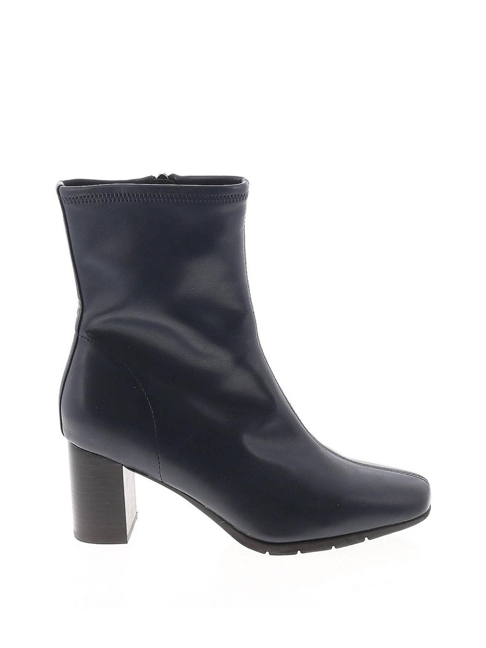 AEROSOLES Dark Blue Leather Block Heel Ankle Boots